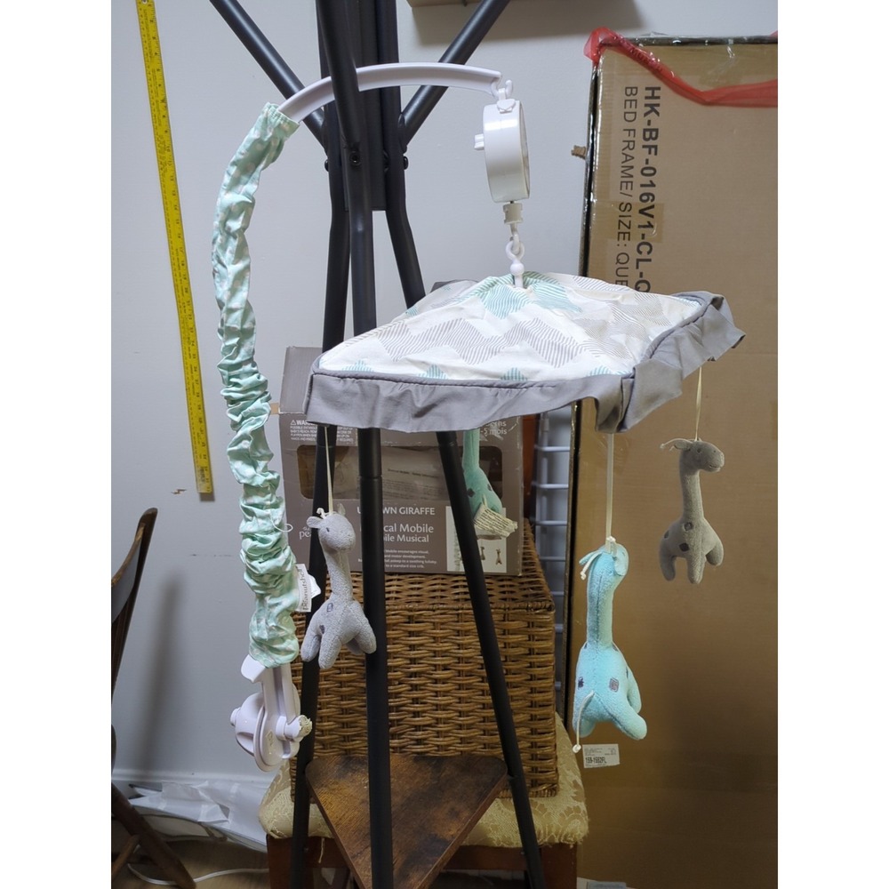 Uptown Grey And Blue. Giraffe Musical Mobile by The Peanut Shell